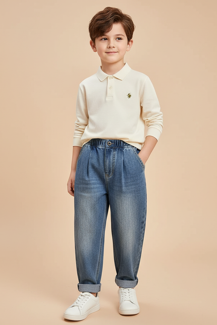 Pantalon Baggy Jean Bleu Décontracté Ample Enfant