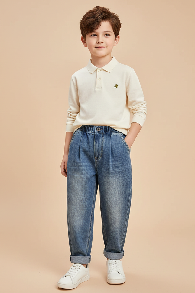 Pantalon Baggy Jean Bleu Décontracté Ample Enfant