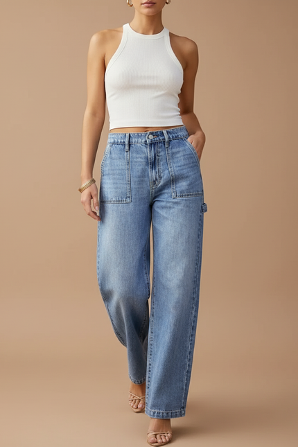 Pantalon Baggy Ado Fille - Bleu Jean