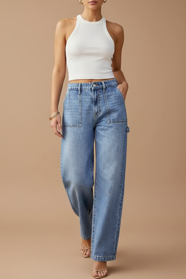 Pantalon Baggy Ado Fille - Bleu Jean