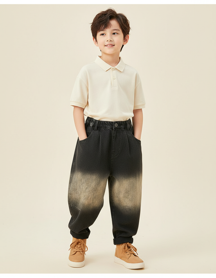 Pantalon Baggy Dégradé Denim Ample Garçon Décontracté - Multicolore Jean