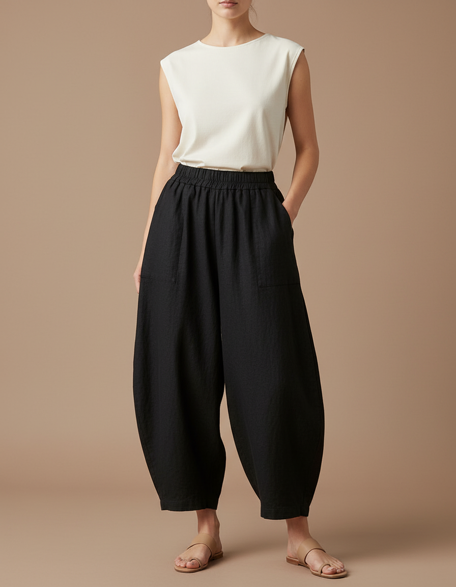 Pantalon Sport Baggy Femme - Noir Lin