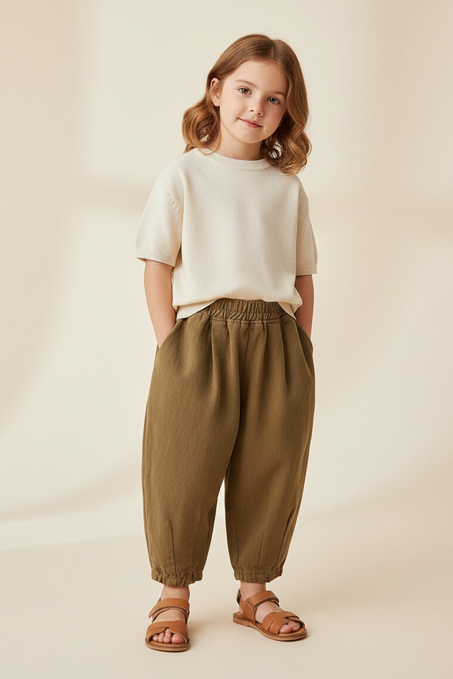Pantalon Baggy Kaki Coton Ample Décontracté Confortable