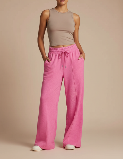 Pantalon Baggy Rose Fuschia Fluide Décontracté Cordon - Molleton