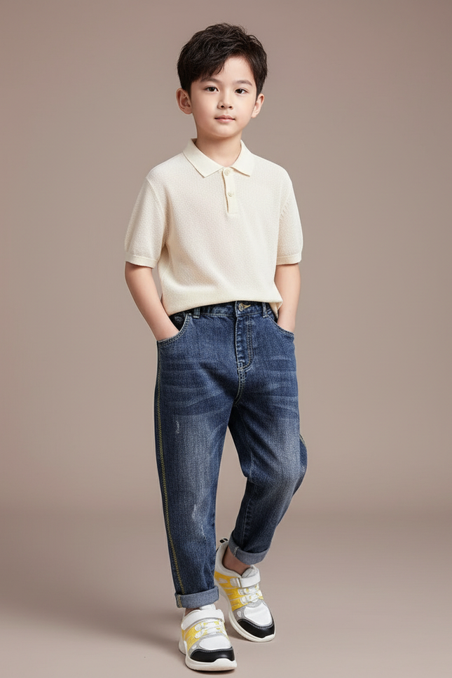 Pantalon Baggy Jean Denim Bleu Garçon Décontracté