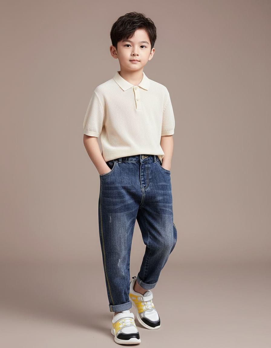 Pantalon Baggy Jean Denim Bleu Garçon Décontracté