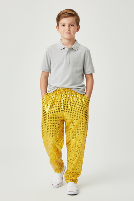 Pantalon Baggy Doré Paillettes Scintillantes Ample Enfant - Polyester
