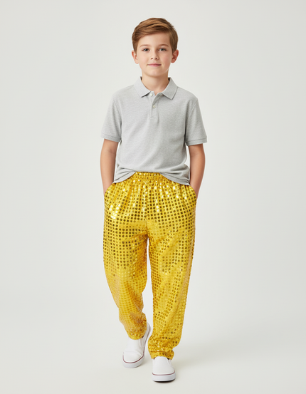 Pantalon Baggy Doré Paillettes Scintillantes Ample Enfant - Polyester