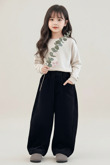 Pantalon Baggy Fille Noir Parachute - Cordé