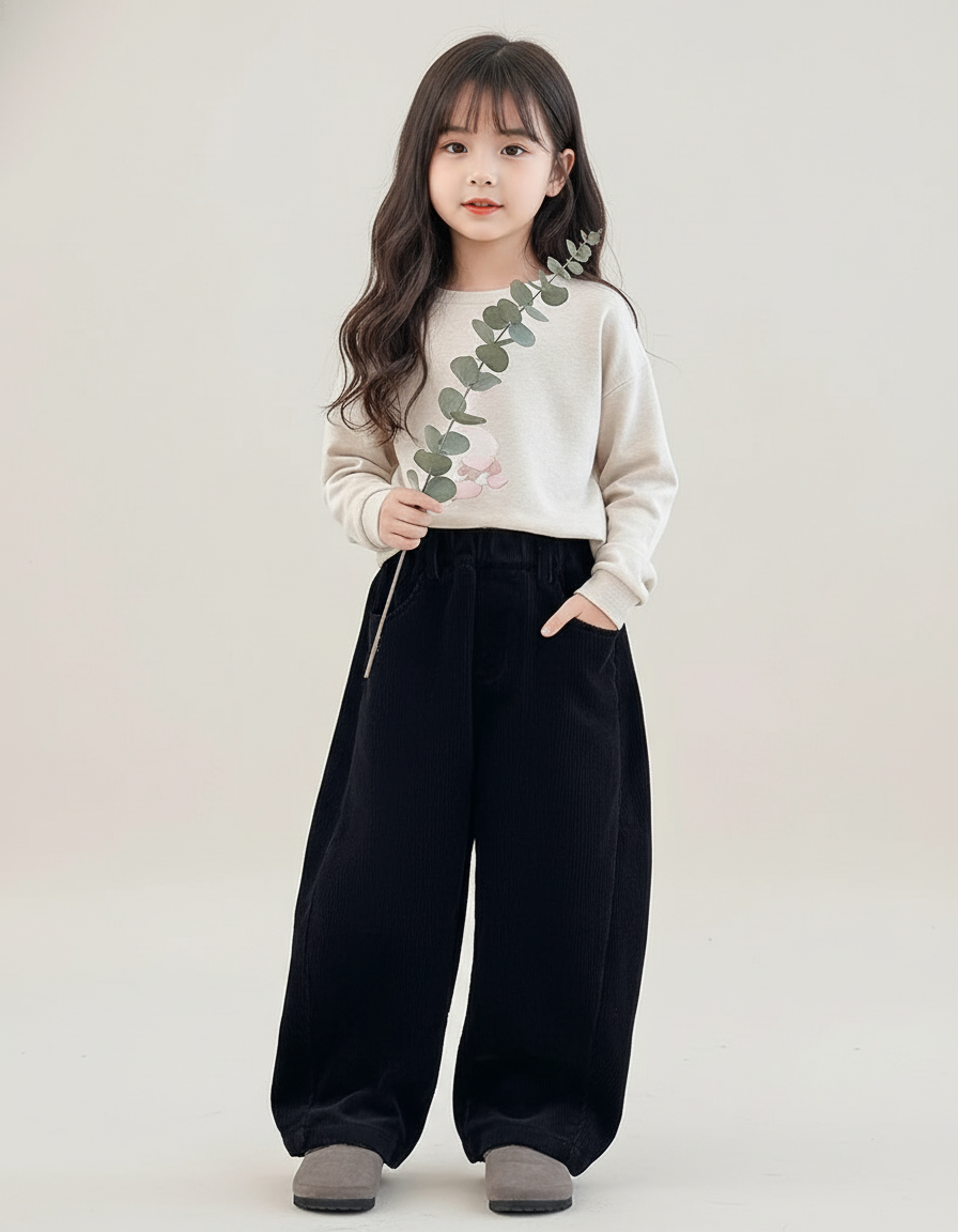 Pantalon Baggy Fille Noir Parachute - Cordé