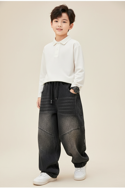Pantalon Baggy Jean Gris Dégradé Ample Garçon