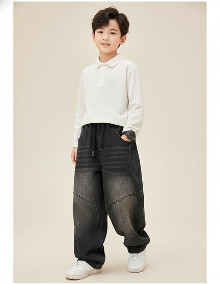 Pantalon Baggy Jean Gris Dégradé Ample Garçon