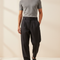 Pantalon Baggy Homme Noir Taille Haute Toile - Lin