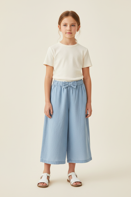 Pantalon Baggy Bleu Clair Denim Ample Décontracté Fille - Jean