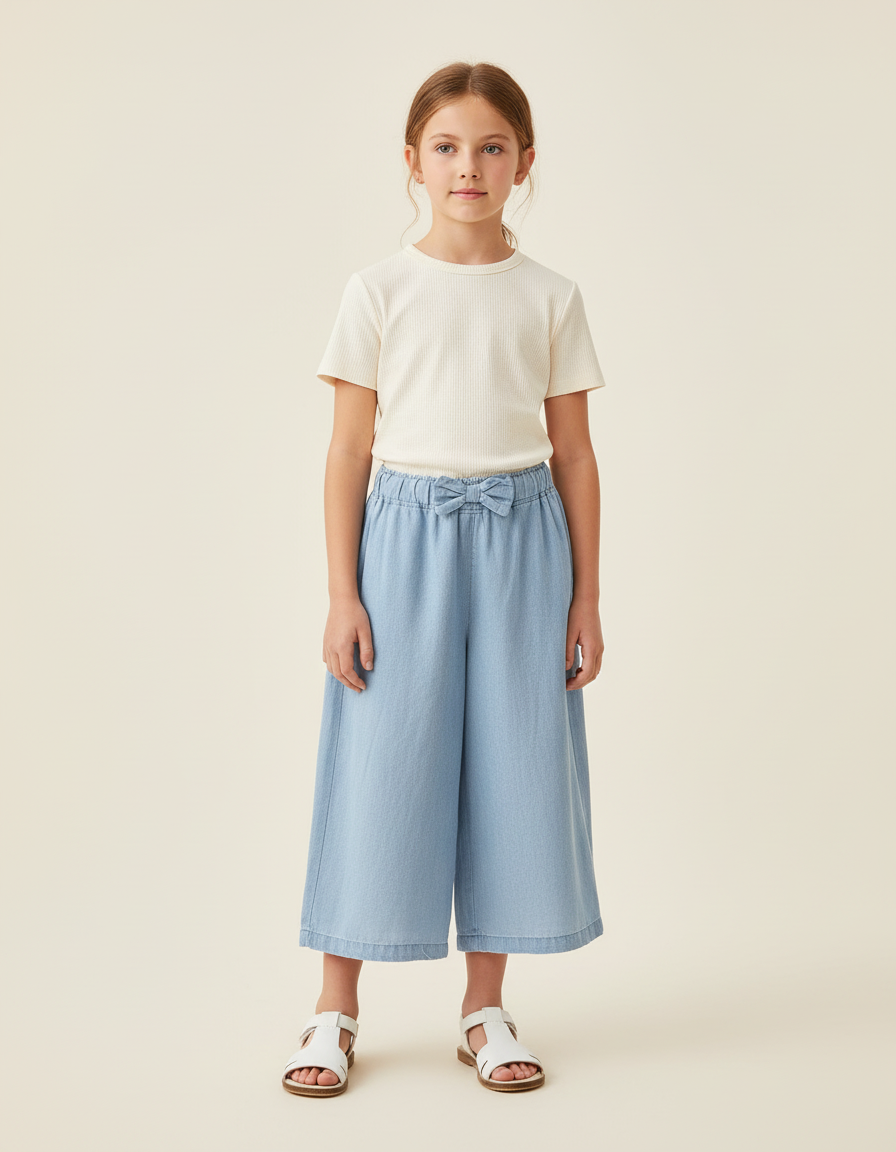 Pantalon Baggy Bleu Clair Denim Ample Décontracté Fille - Jean