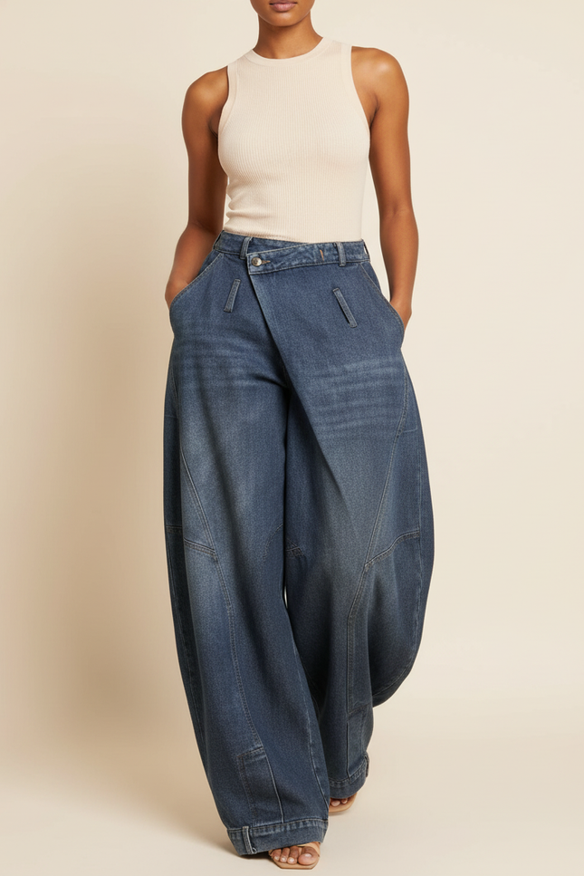 Pantalon Baggy Hip Hop Femme - Bleu Jean