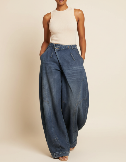 Pantalon Baggy Hip Hop Femme - Bleu Jean
