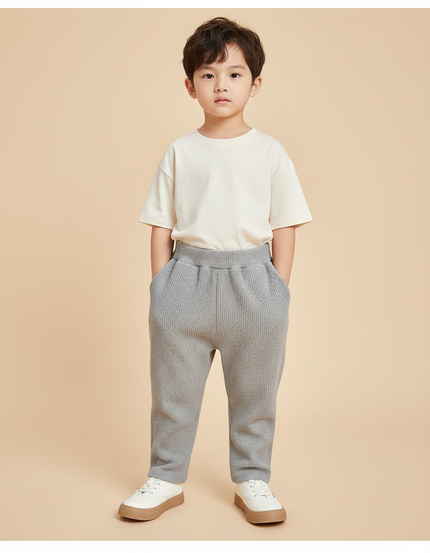 Pantalon Baggy Garçon Gris Jogging Coton Streetwear - Maille