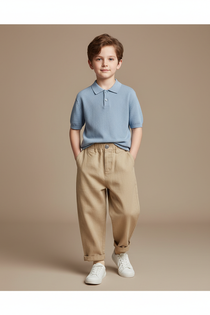 Pantalon Baggy Beige Coton Ample Garçon Décontracté - Gabardine