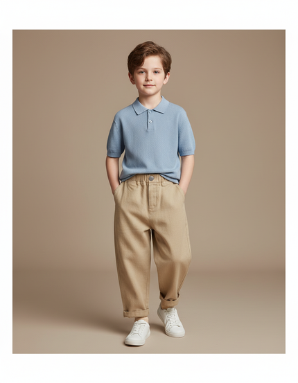 Pantalon Baggy Beige Coton Ample Garçon Décontracté - Gabardine