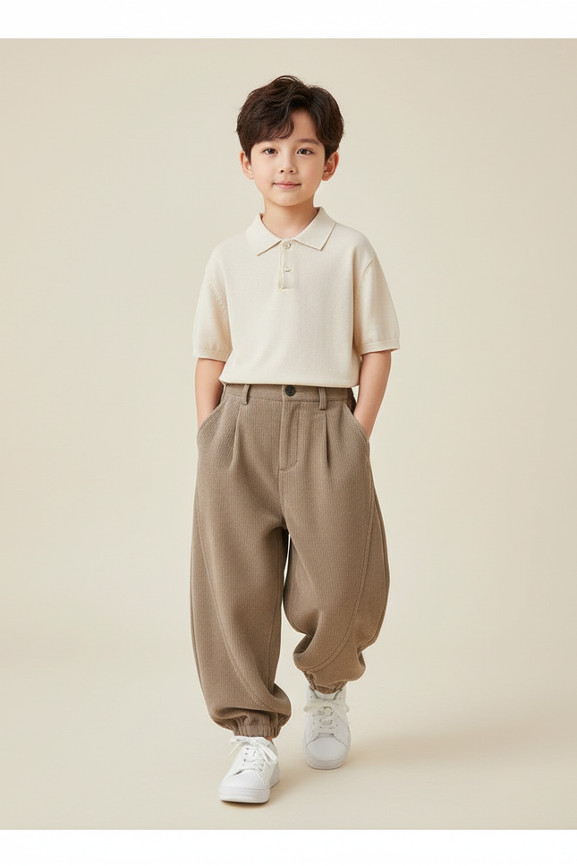 Pantalon Baggy Marron Velours Côtelé Ample Enfant - Cordé