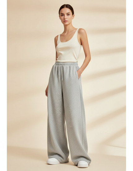 Pantalon Baggy Gris Ample Molleton Décontracté Sport