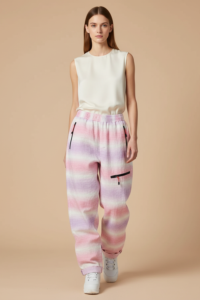 Pantalon Baggy Rayé Multicolore Ample Décontracté Unisexe - Lin