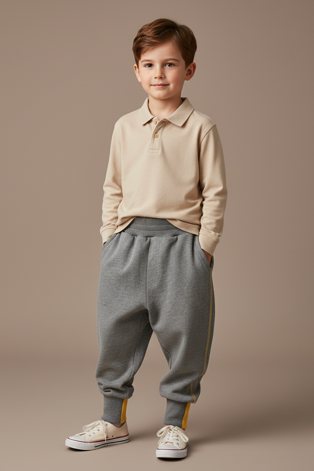 Pantalon Baggy Gris Coton Ample Sport Enfant - Molleton