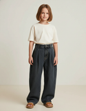 Pantalon Baggy Jean Gris Ample Plissé Enfant