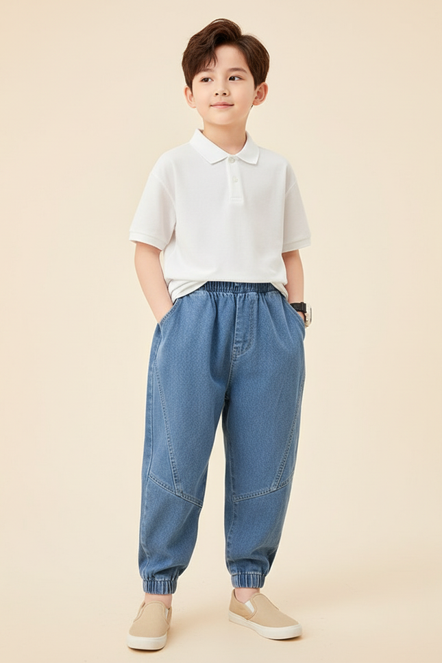 Pantalon Baggy Jean Bleu Décontracté Ample Garçon