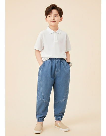 Pantalon Baggy Jean Bleu Décontracté Ample Garçon