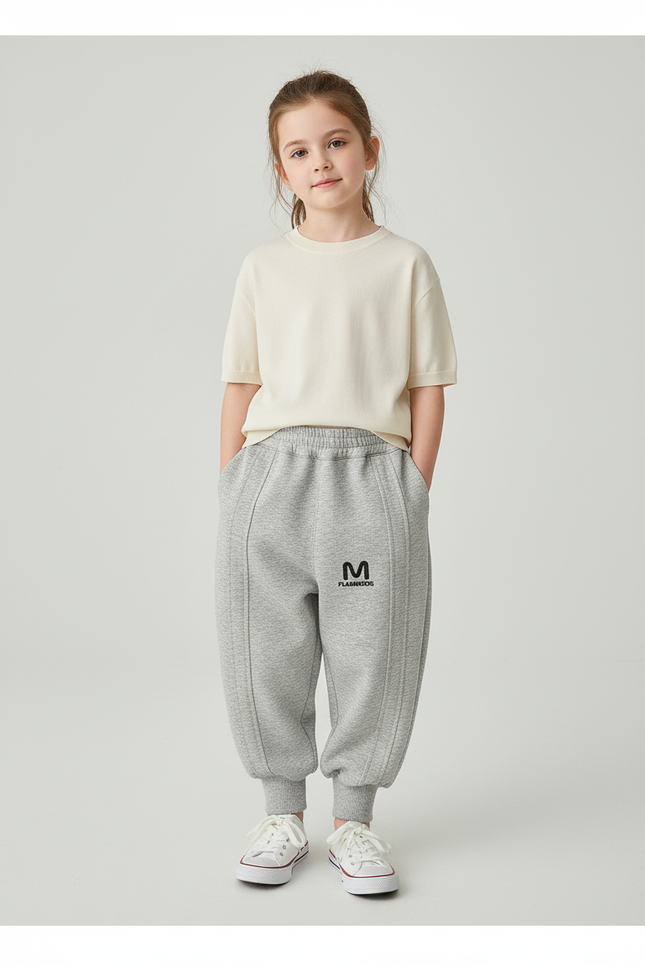 Pantalon Baggy Gris Ample Sport Coton Enfant - Molleton