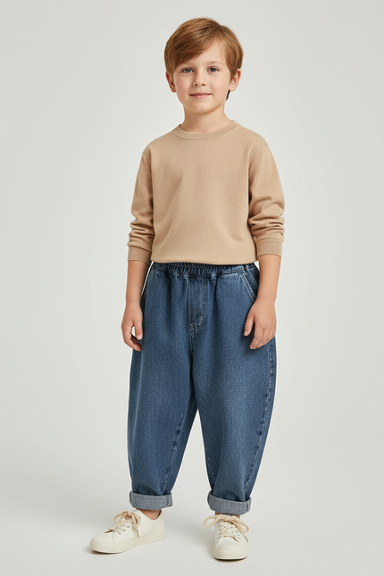 Pantalon Baggy Jean Bleu Enfant Ample Décontracté