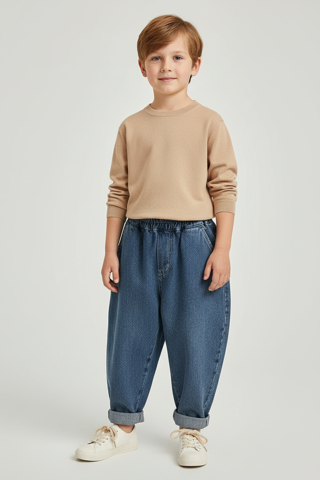 Pantalon Baggy Jean Bleu Enfant Ample Décontracté