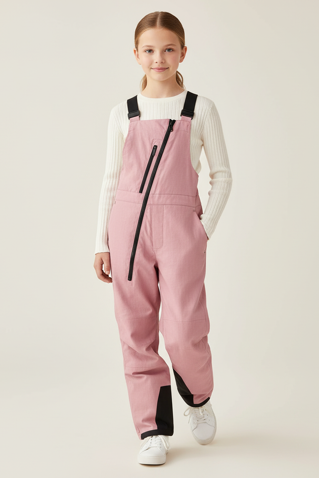 Pantalon Baggy Rose Bretelles Imperméable Enfant Ski - Polyester