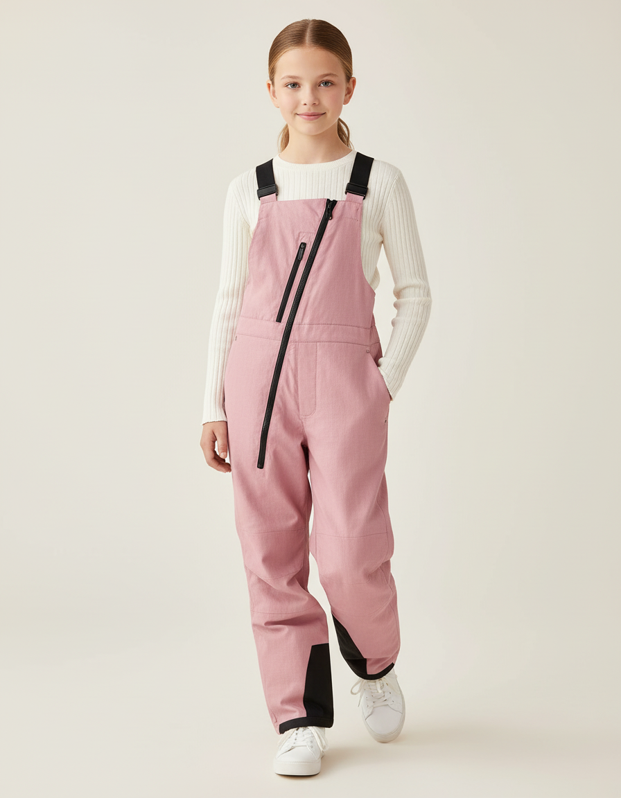Pantalon Baggy Rose Bretelles Imperméable Enfant Ski - Polyester