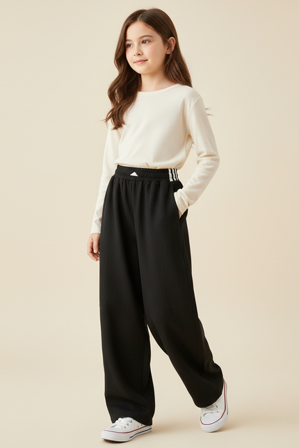 Pantalon Baggy Noir Coton Ample Sport Fille - Molleton