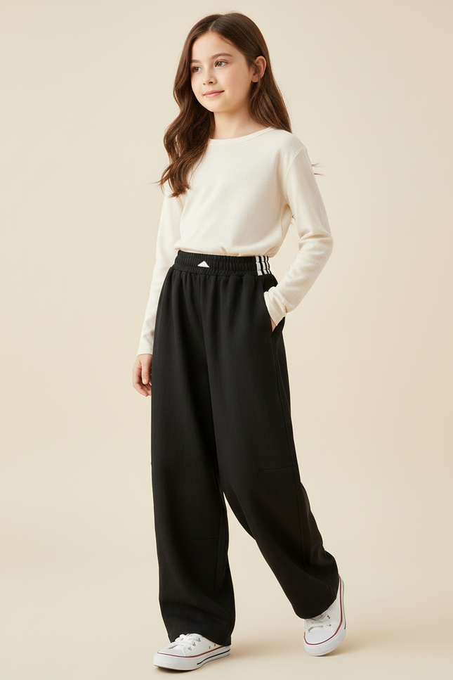 Pantalon Baggy Noir Coton Ample Sport Fille - Molleton