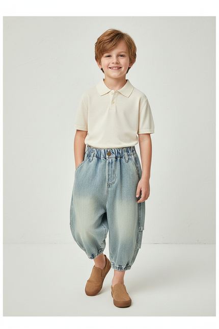 Pantalon Baggy Bleu Jean Ample Dégradé Enfant