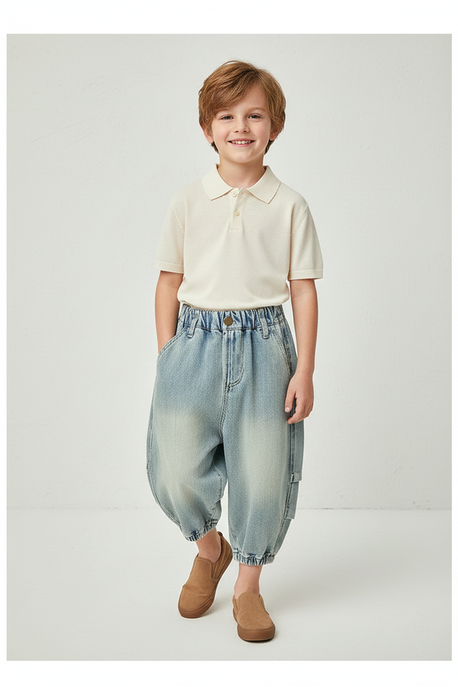 Pantalon Baggy Bleu Jean Ample Dégradé Enfant
