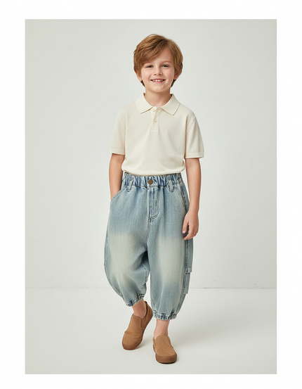 Pantalon Baggy Bleu Jean Ample Dégradé Enfant
