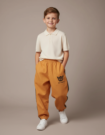 Pantalon Baggy Orange Coton Imprimé Sport Enfant