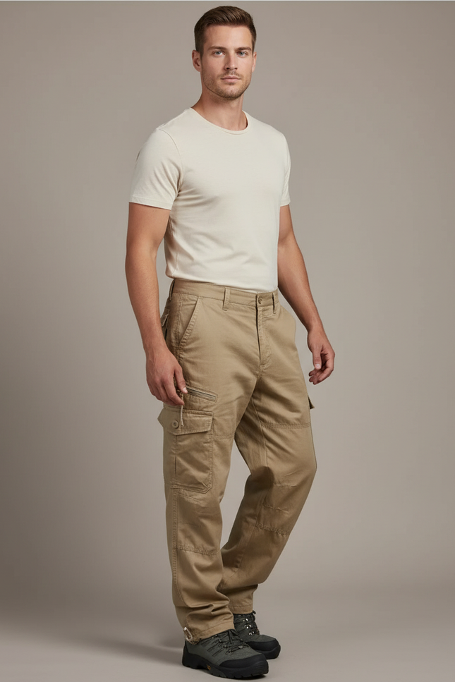 Pantalon Baggy Kaki Coton Cargo Ample Homme - Toile