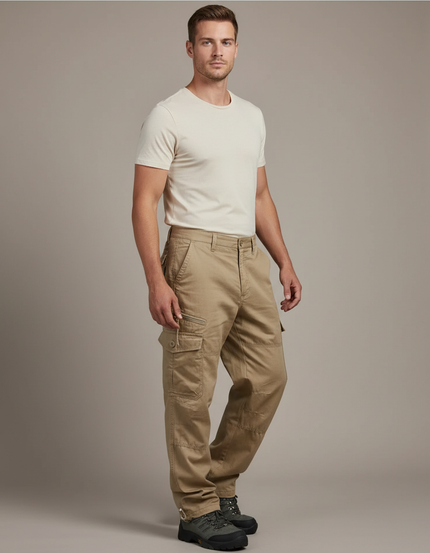 Pantalon Baggy Kaki Coton Cargo Ample Homme - Toile