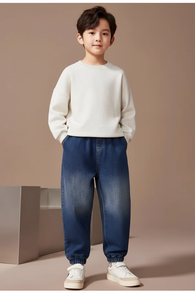 Pantalon Baggy Jean Denim Bleu Ample Enfant