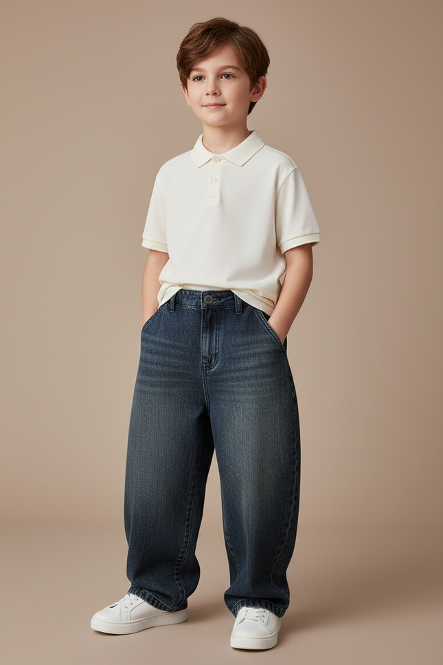 Pantalon Baggy Garçon Bleu Marine Parachute - Jean