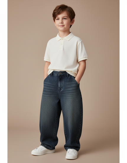 Pantalon Baggy Garçon Bleu Marine Parachute - Jean