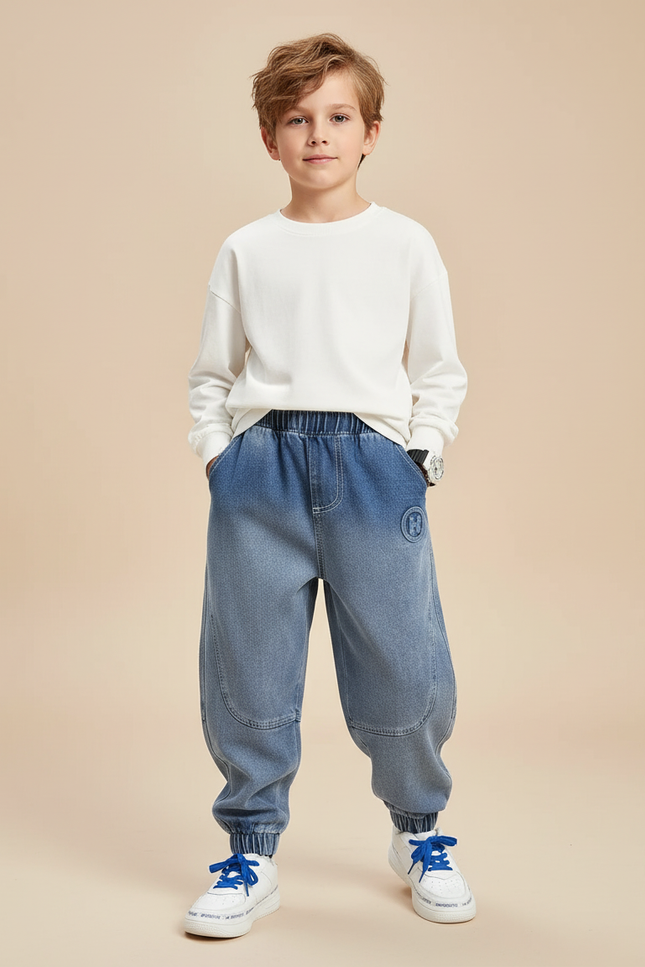 Pantalon Baggy Jean Bleu Ample Enfants Streetwear