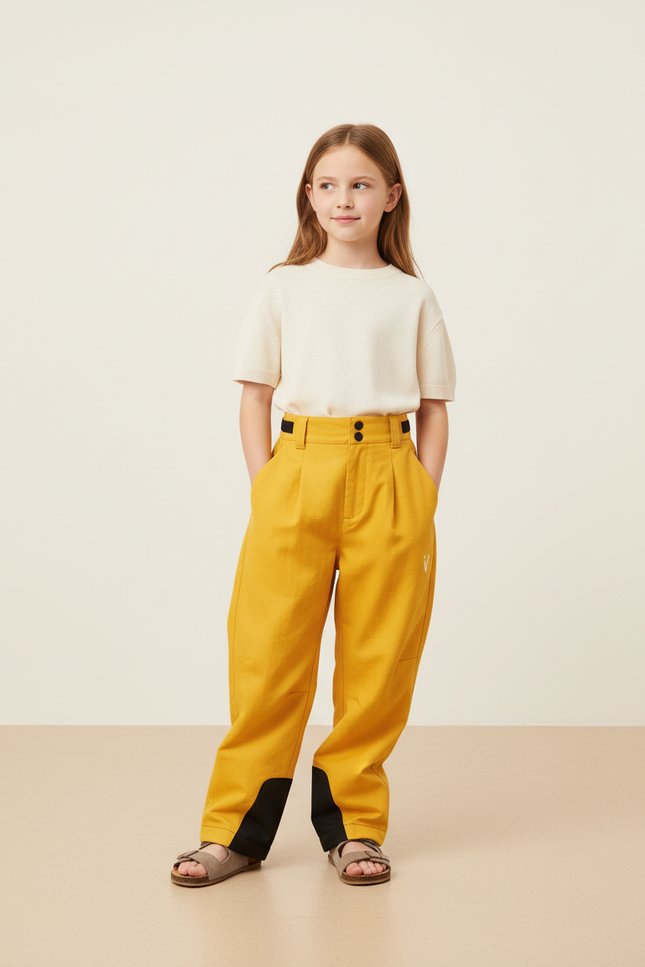 Pantalon Baggy Jaune Ample Décontracté Enfant - Toile