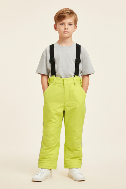 Pantalon Baggy Jaune Bretelles Imperméable Ski Enfant - Polyester